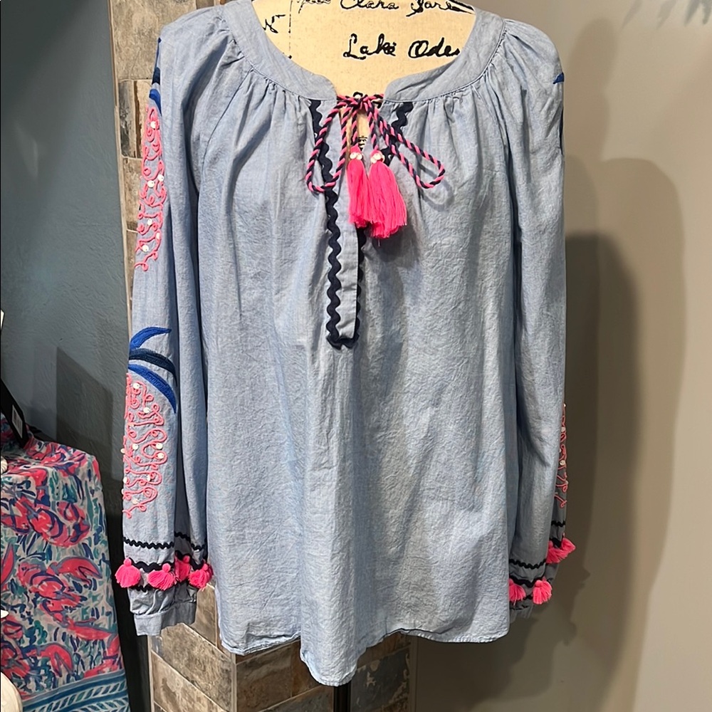 Lilly Pulitzer Bluebell Chambray Haddie Tunic Top